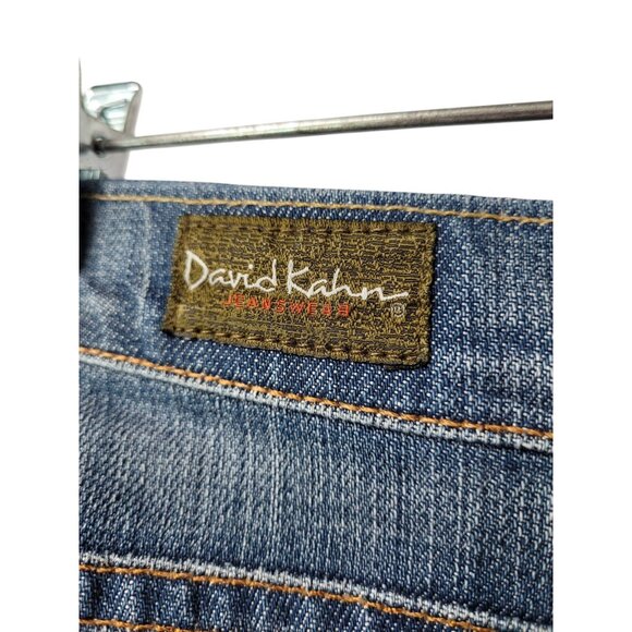 David Kahn Jeans Womens M/L Wide Leg Crops Capris Blue Distressed Med Wash - Picture 4 of 16